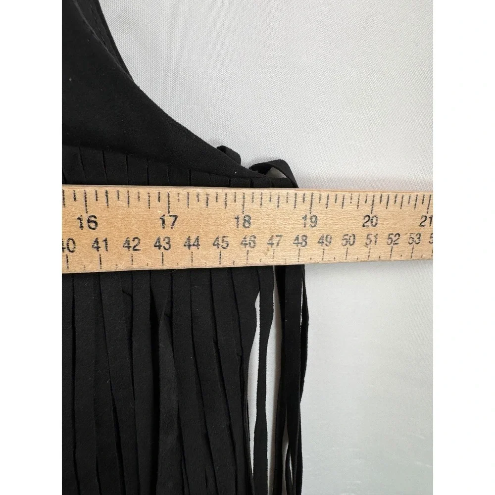 Avec Les Filles Fringe‎ Dress sz 8 Black Faux Suede Tiered western coachella